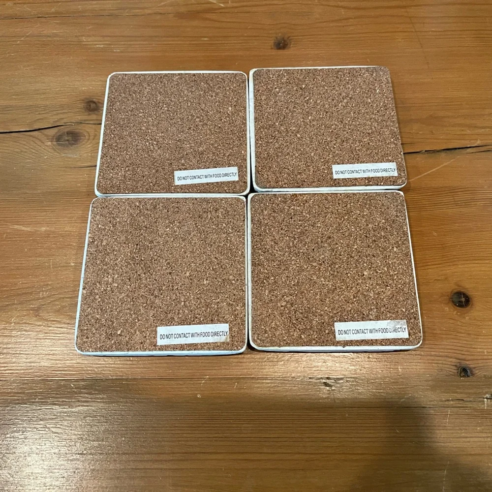 CRATE & BARREL STONE 4” CHRISTMAS WINTER COASTERS. SET OF 4. REINDEER